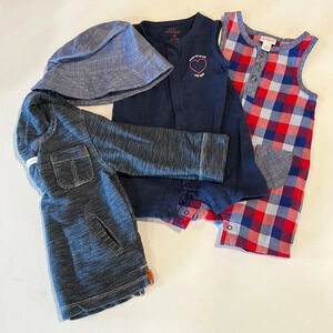 Cat and Jack, Oshkosh - 3/6, 6/9 month rompers,‎ hat